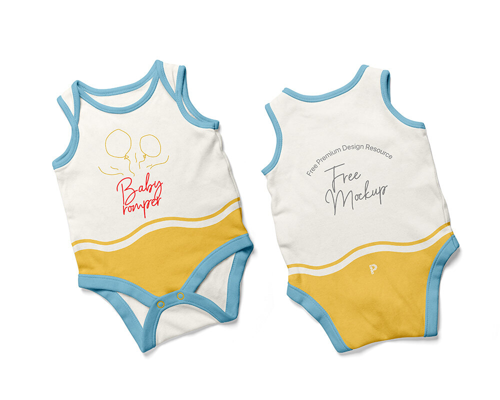 Free baby sleeveless romper mockup template