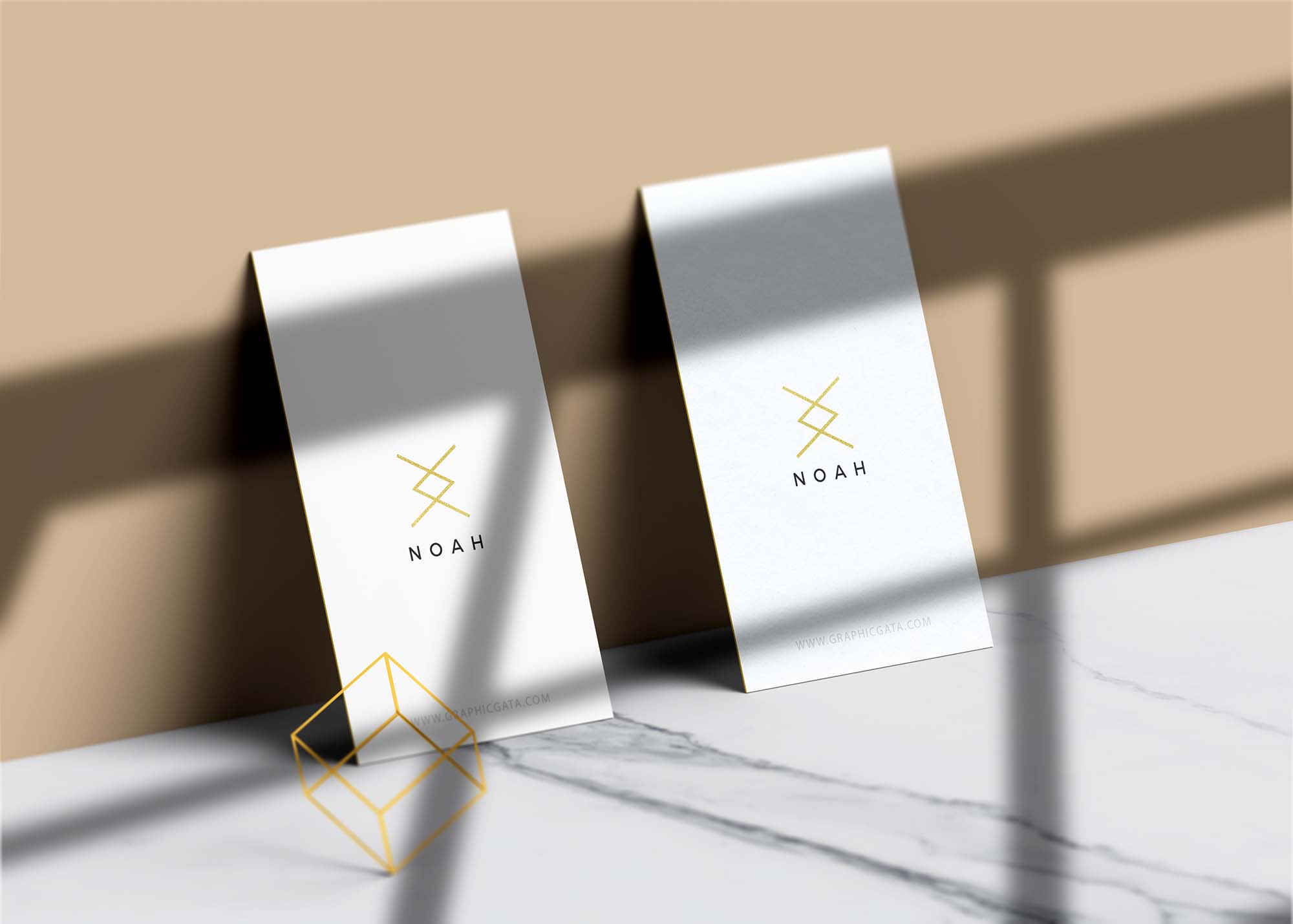 Free vertical business card mockup with shadows