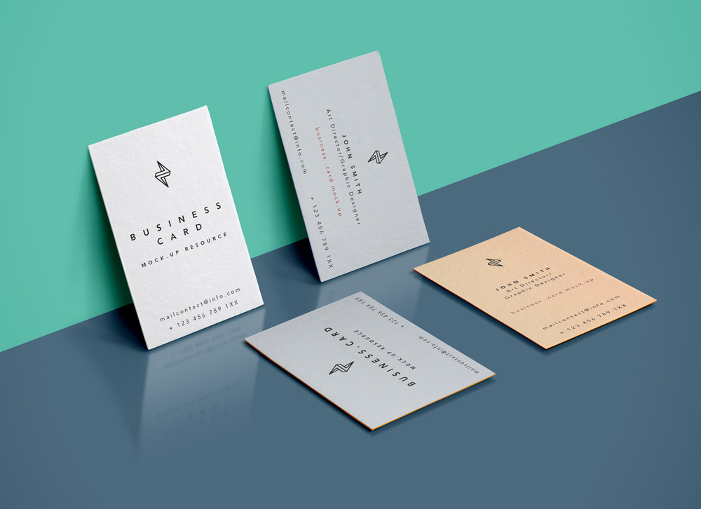 Minimalist vertical business card mockup