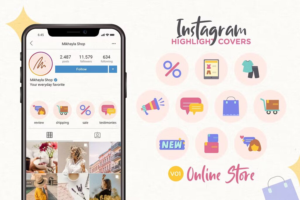 Instagram highlight covers for online store