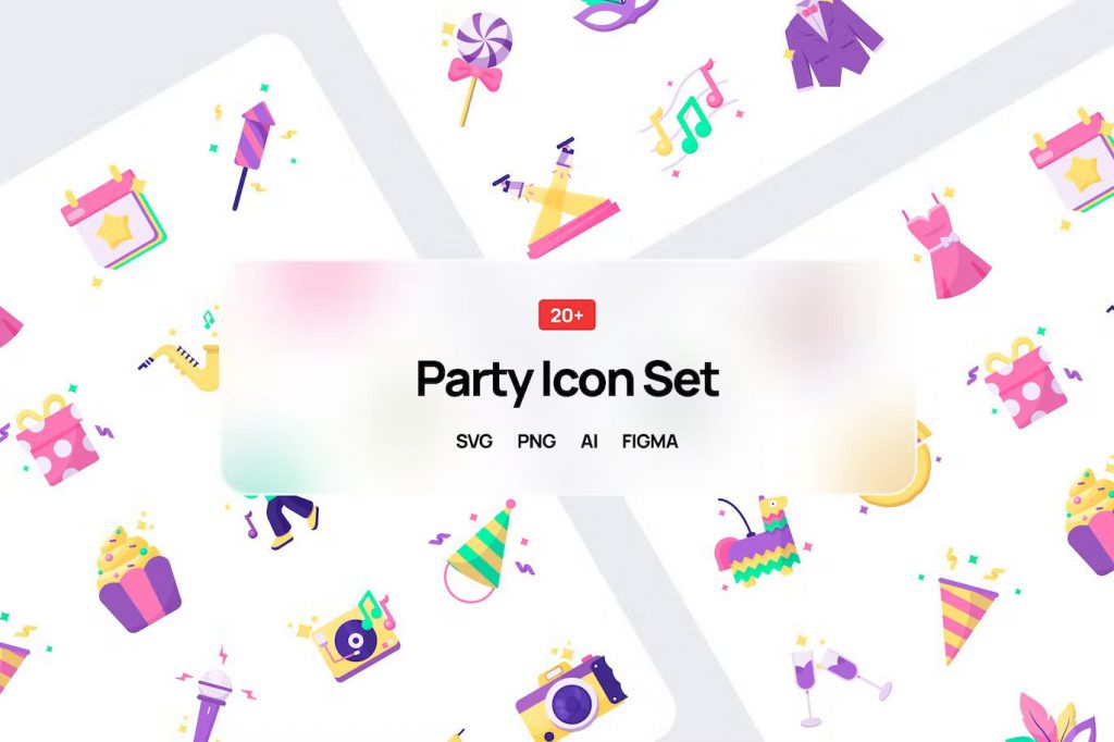 Party styled icon set for Instagram