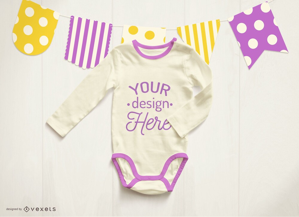 Purple baby onesie mockup template