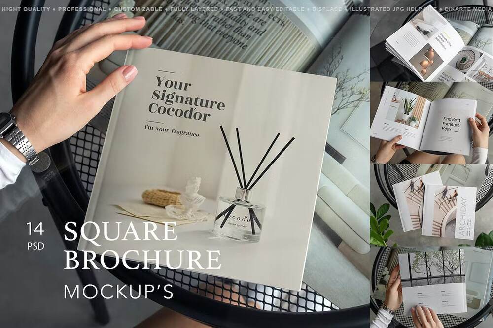 A set of square brochure mockup templates