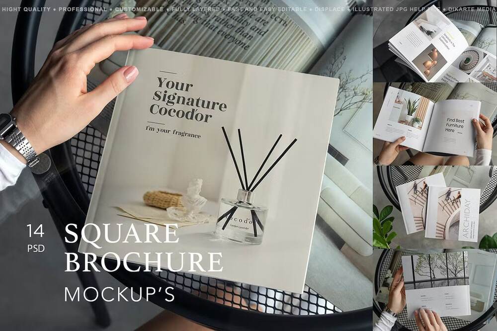 A set of square brochure mockup templates
