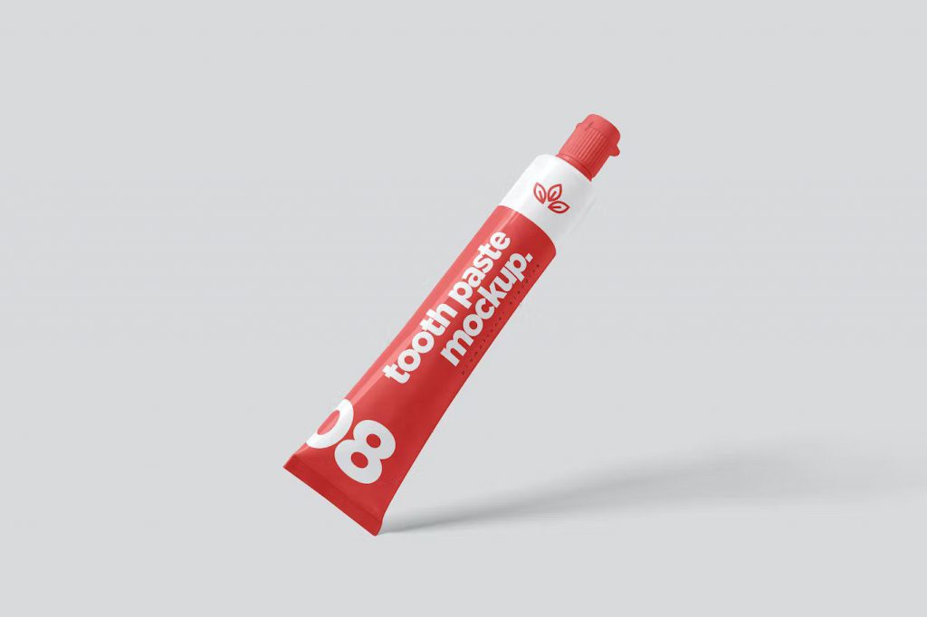 Red tooth paste tube mockup