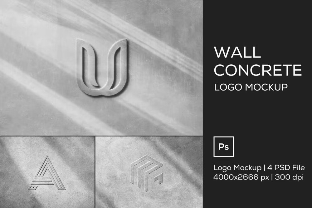 Wall logo mockup templates