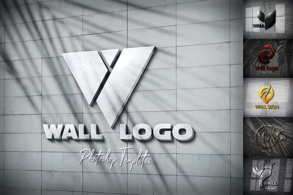 Wall logo mockup templates