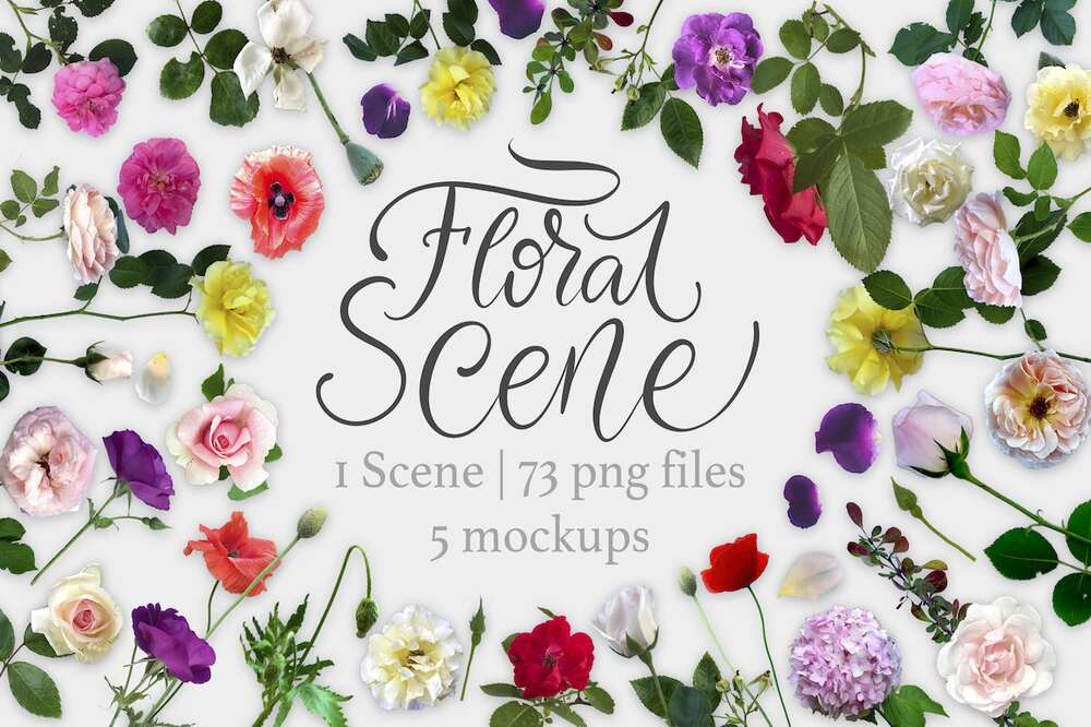 Floral scene creator mockups