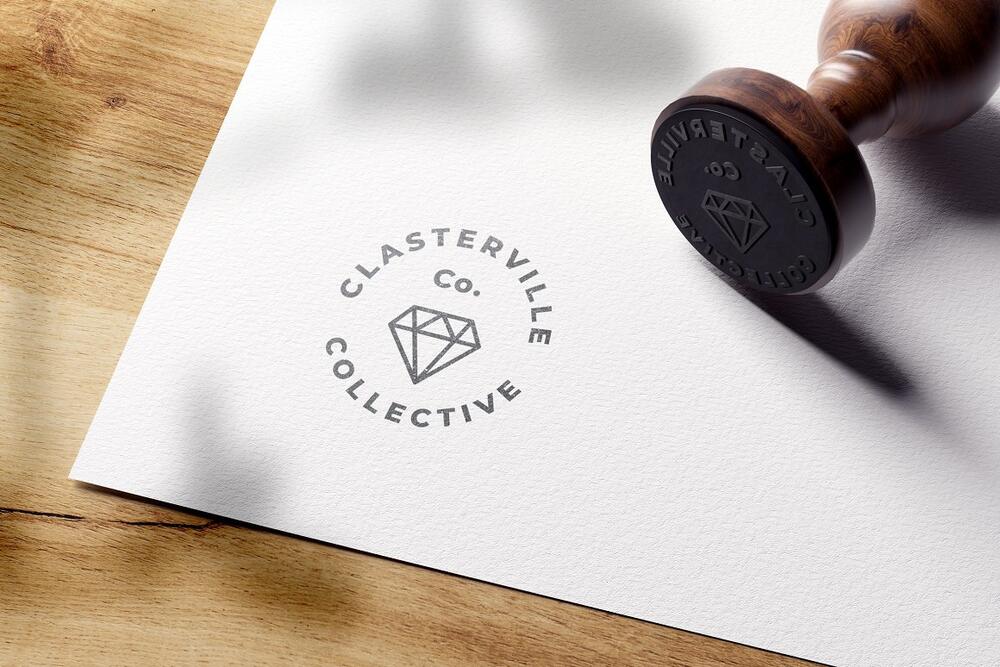 An modern rubber stamp mockup template