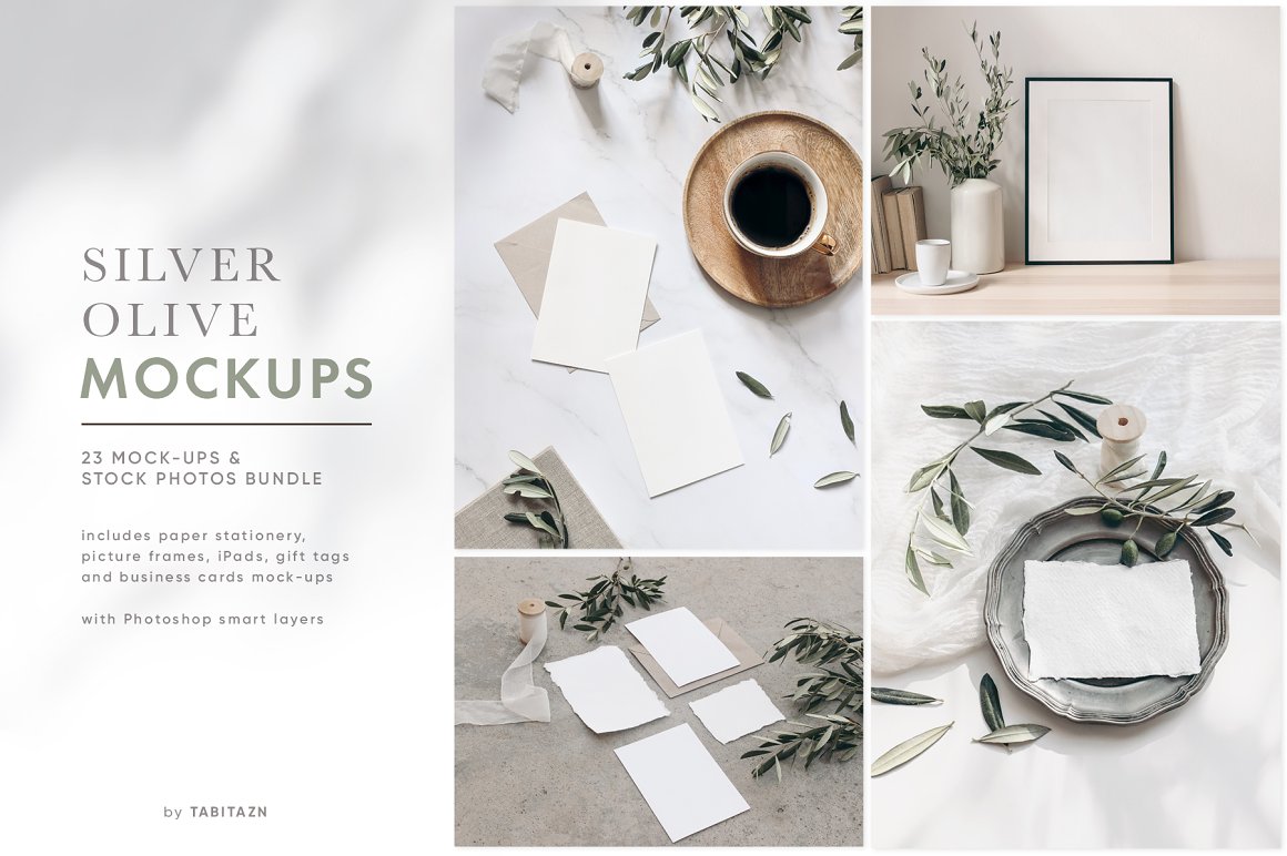 Wedding Mockups with olive plants