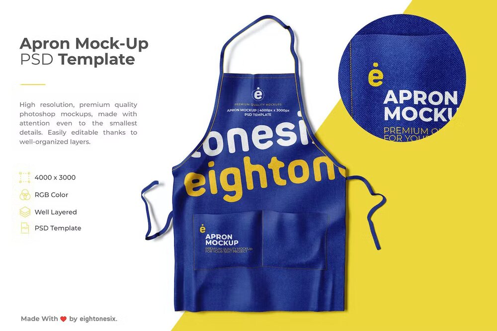 A blue apron mockup