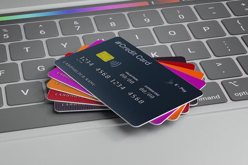A bunch of credit cards mockup set