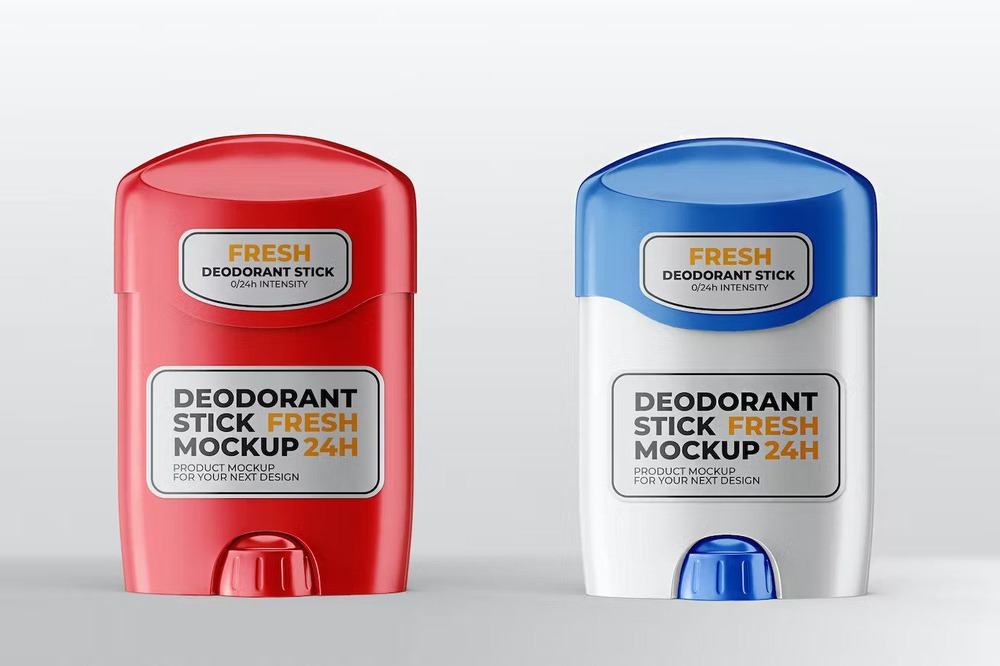 Red and white deodorant stick mockup