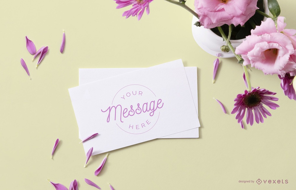 A card mockup with flowers