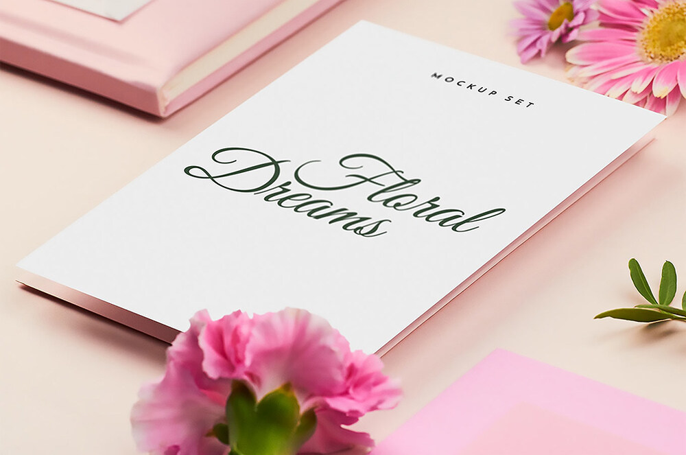 Free floral stationery mockup set