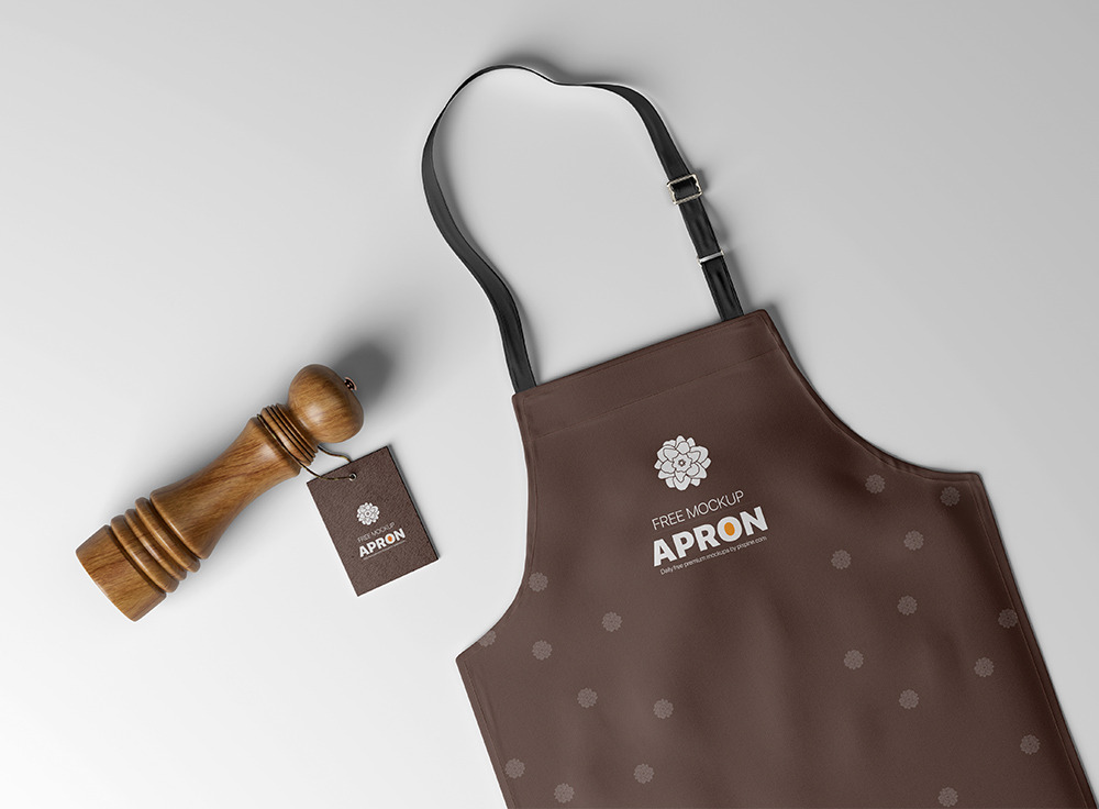 Free brown design apron mockup