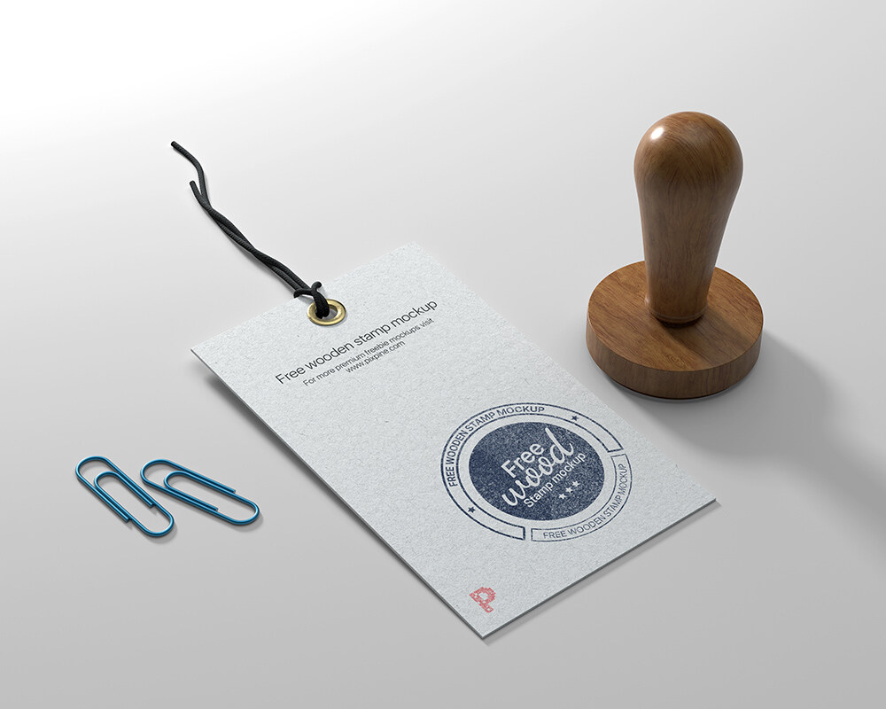 A free wooden stamp mockup template