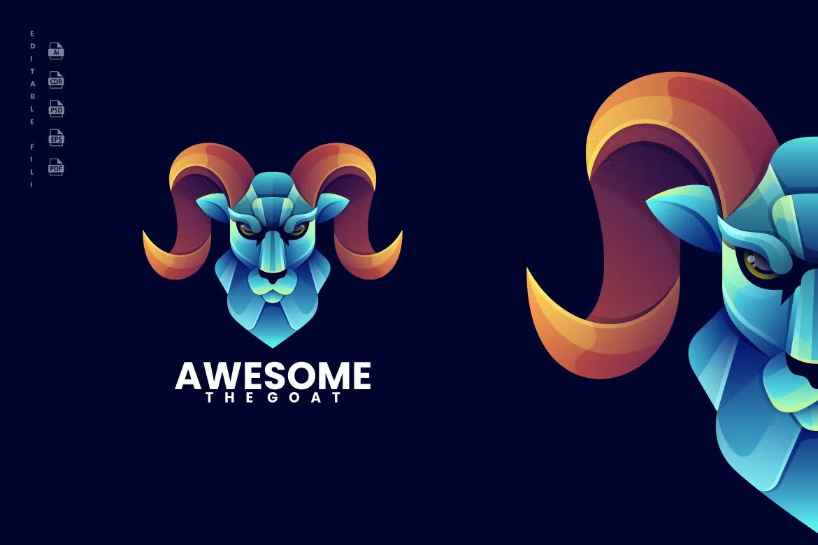 A colorful goat design logo template