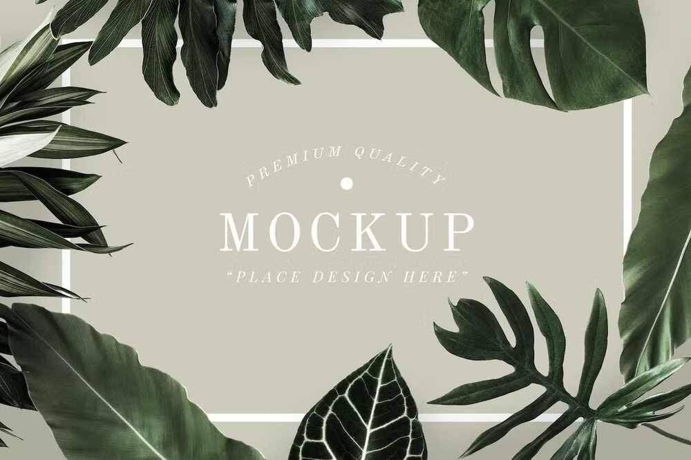 A green leaves together with foliage mockup