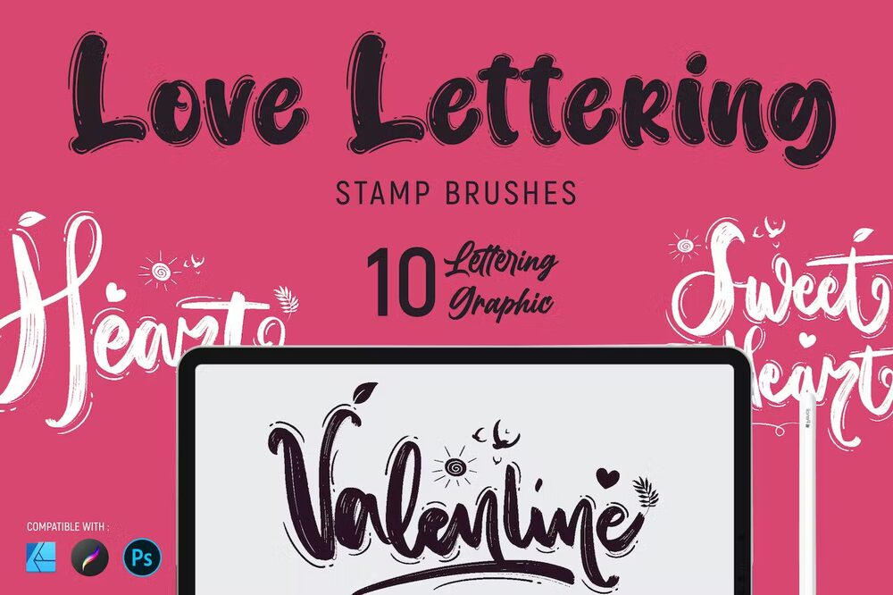 A lettering stamp brushes for procreate