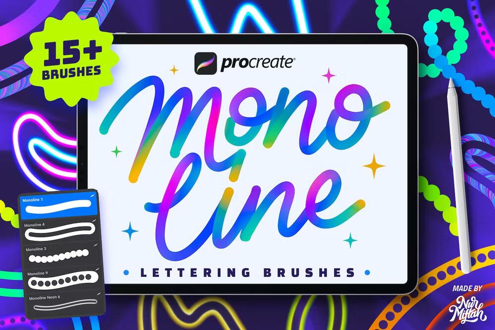 A colorful procreate lettering brushes