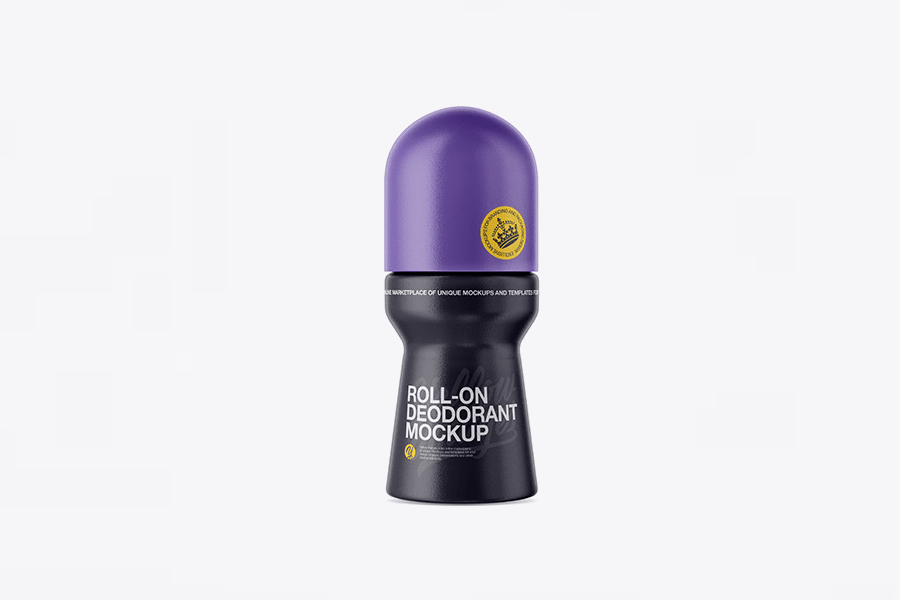 A black and violet roll on deodorant mockup