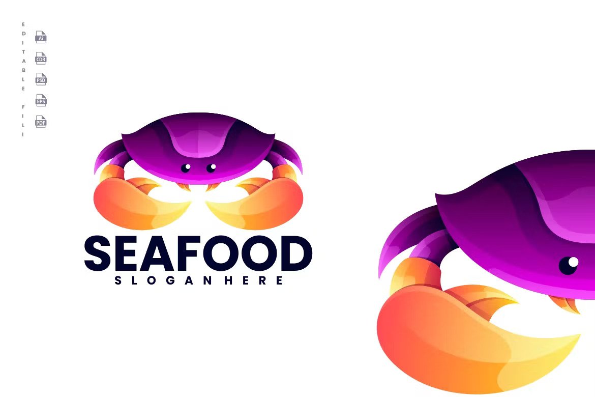 A seafood crab design logo template