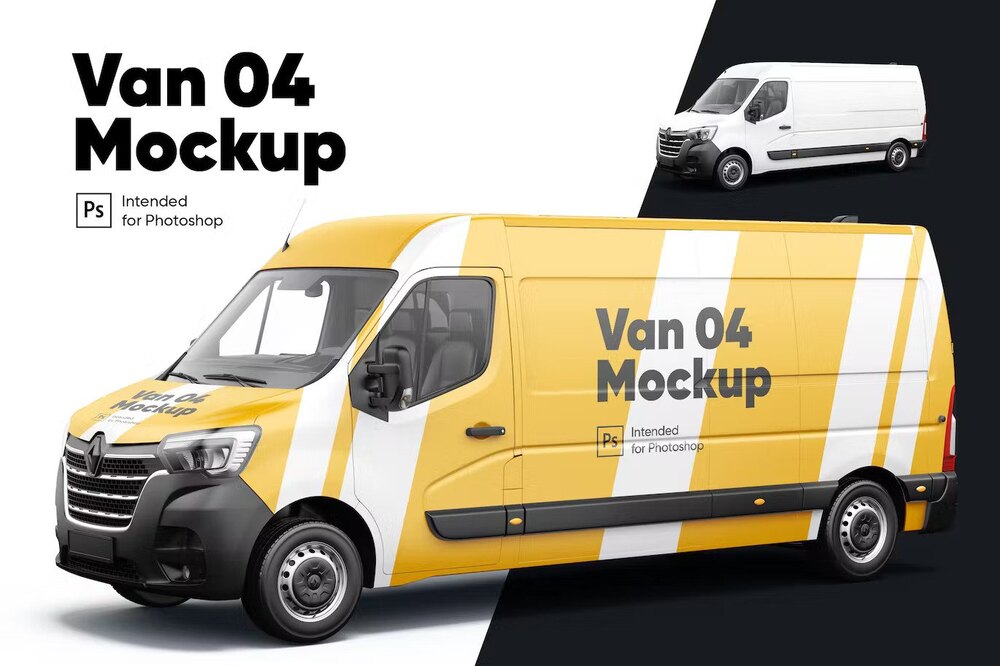 A cargo van mockup template