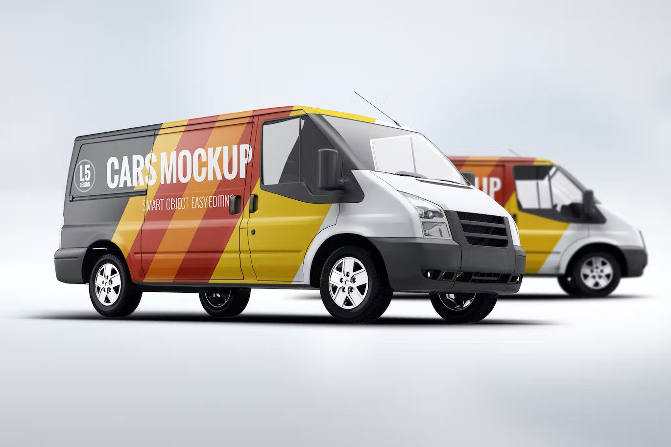 Colorful van mockup template