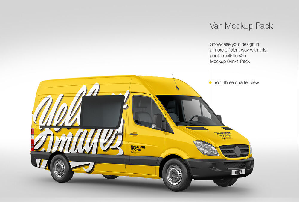 A yellow van mockup template