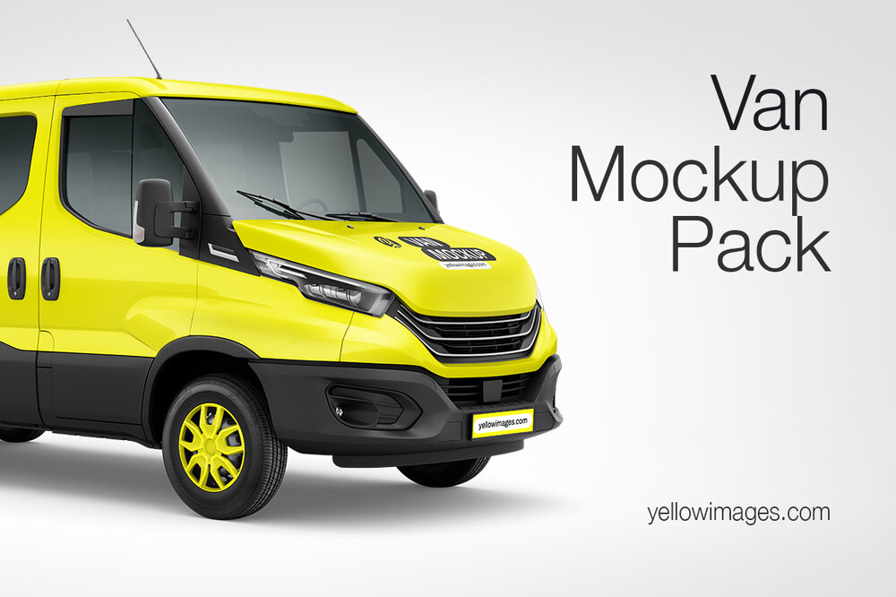 A yellow modern van mockup