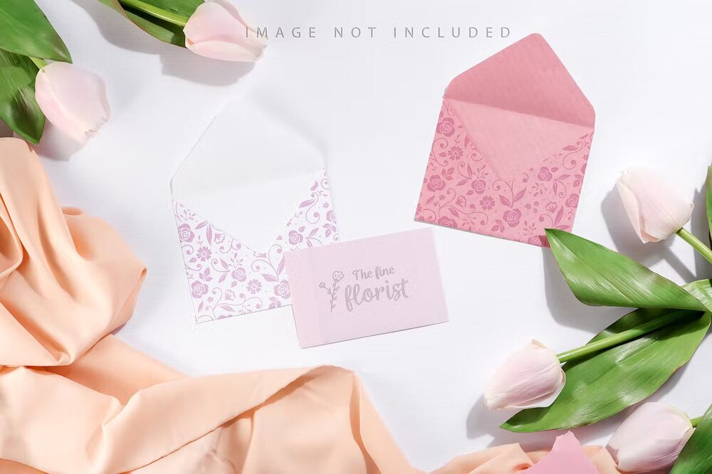 Floral wedding postcard mockup