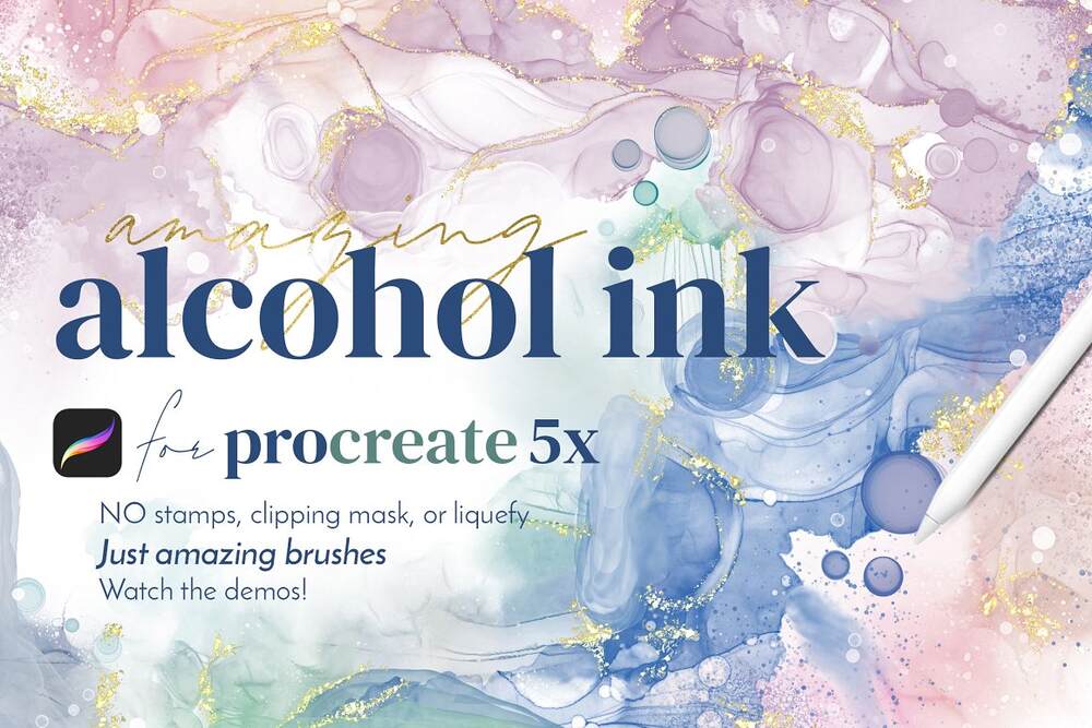 An alcohol ink brushes for procreate