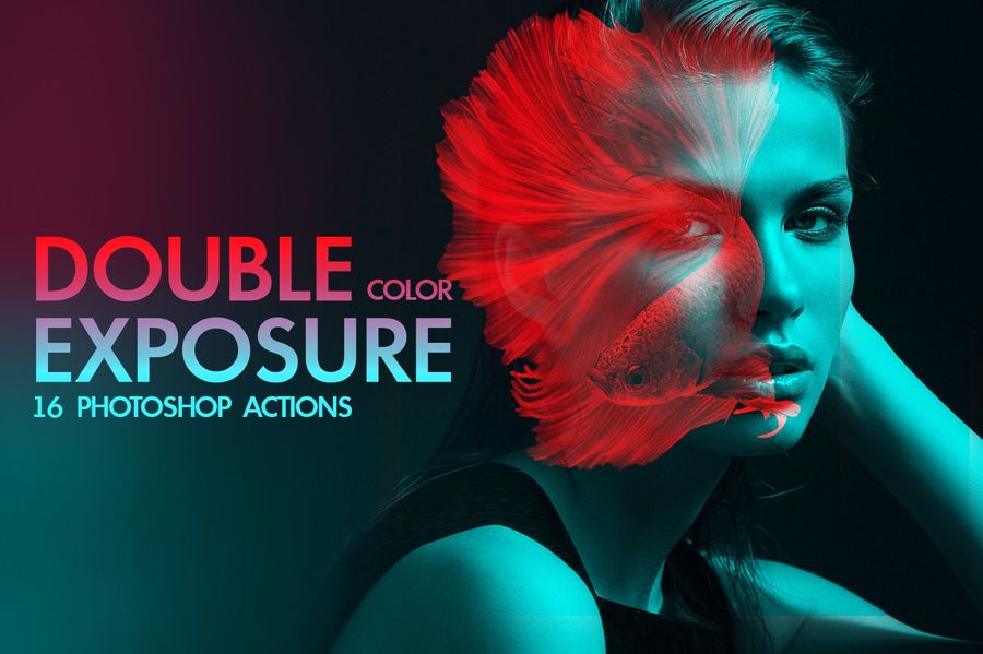 A colorful double exposure photoshop actions