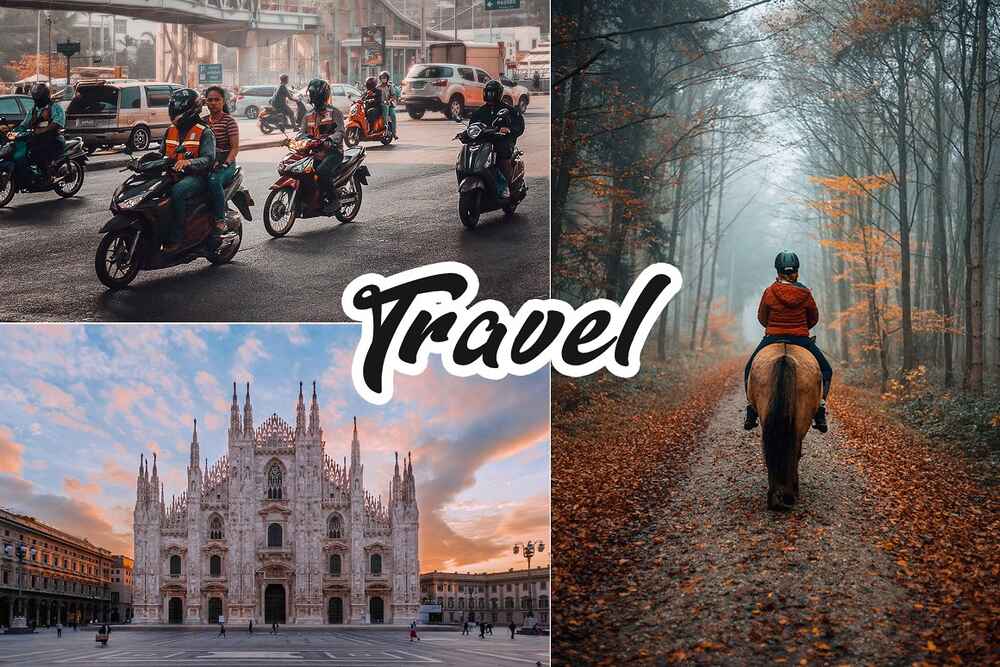 A set of travel photoshop actions