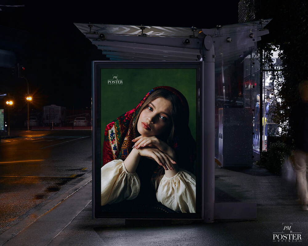 A free bus shelter poster mockup template
