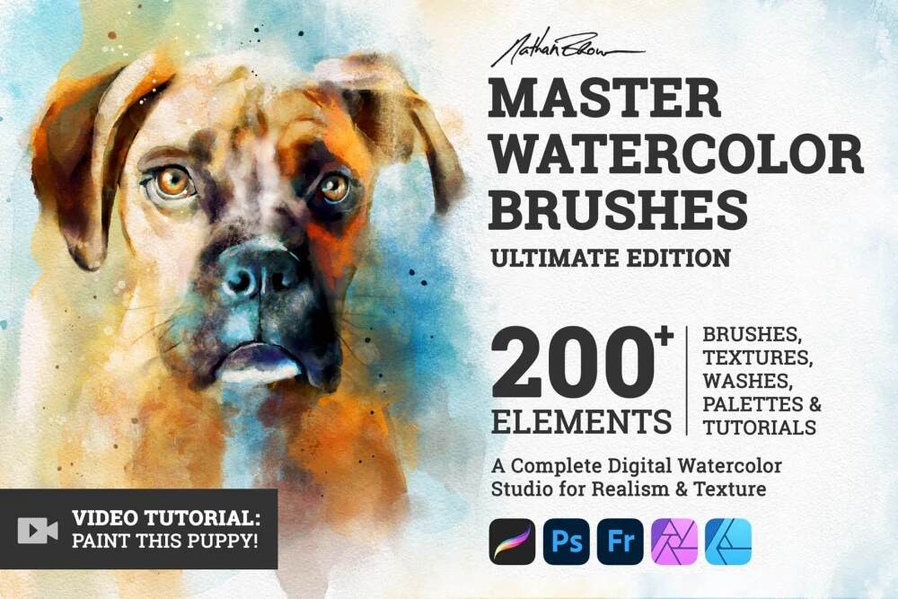 An ultimate edition watercolor brushes for procreate