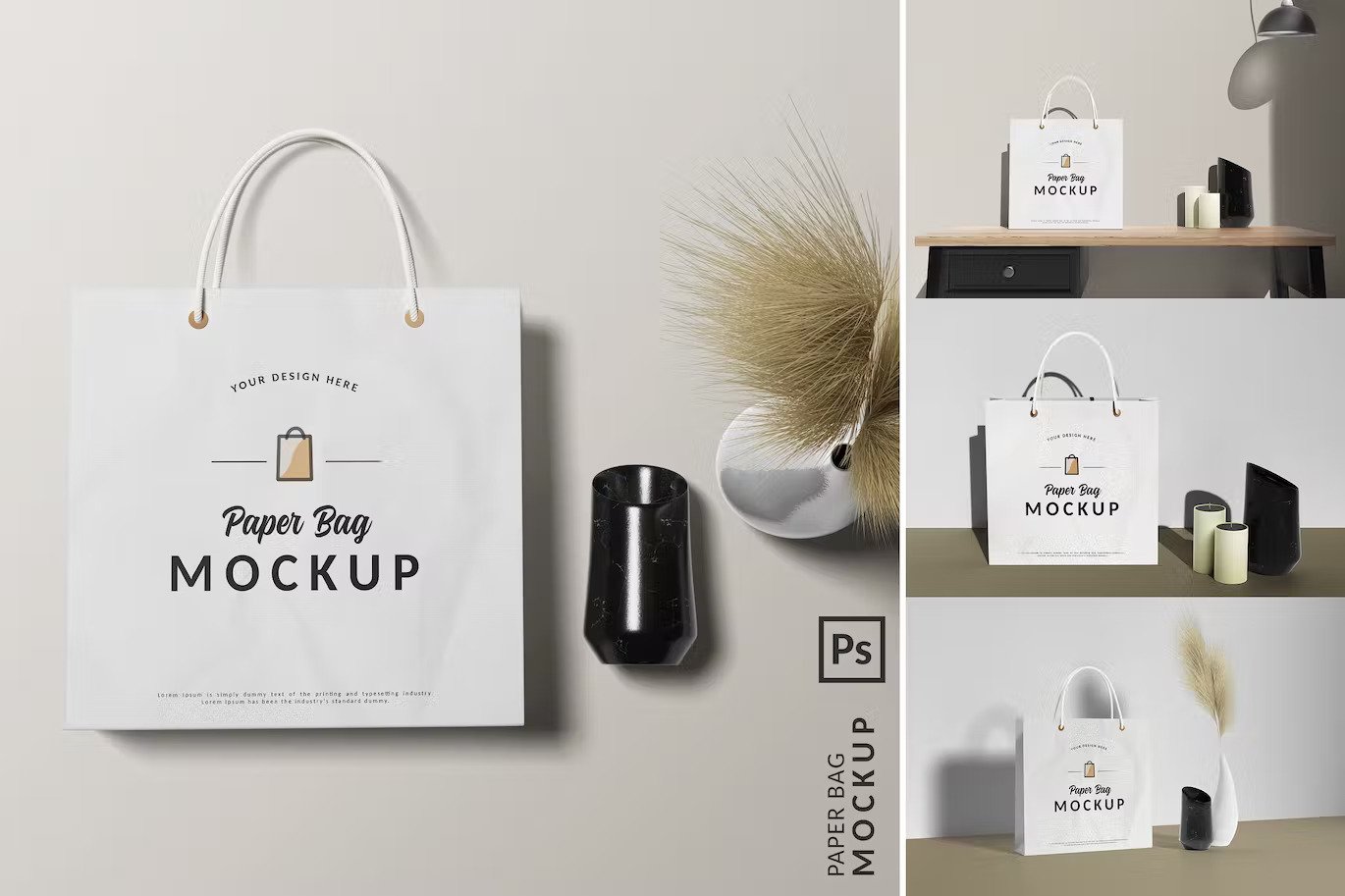 A different paper bags mockup scenes