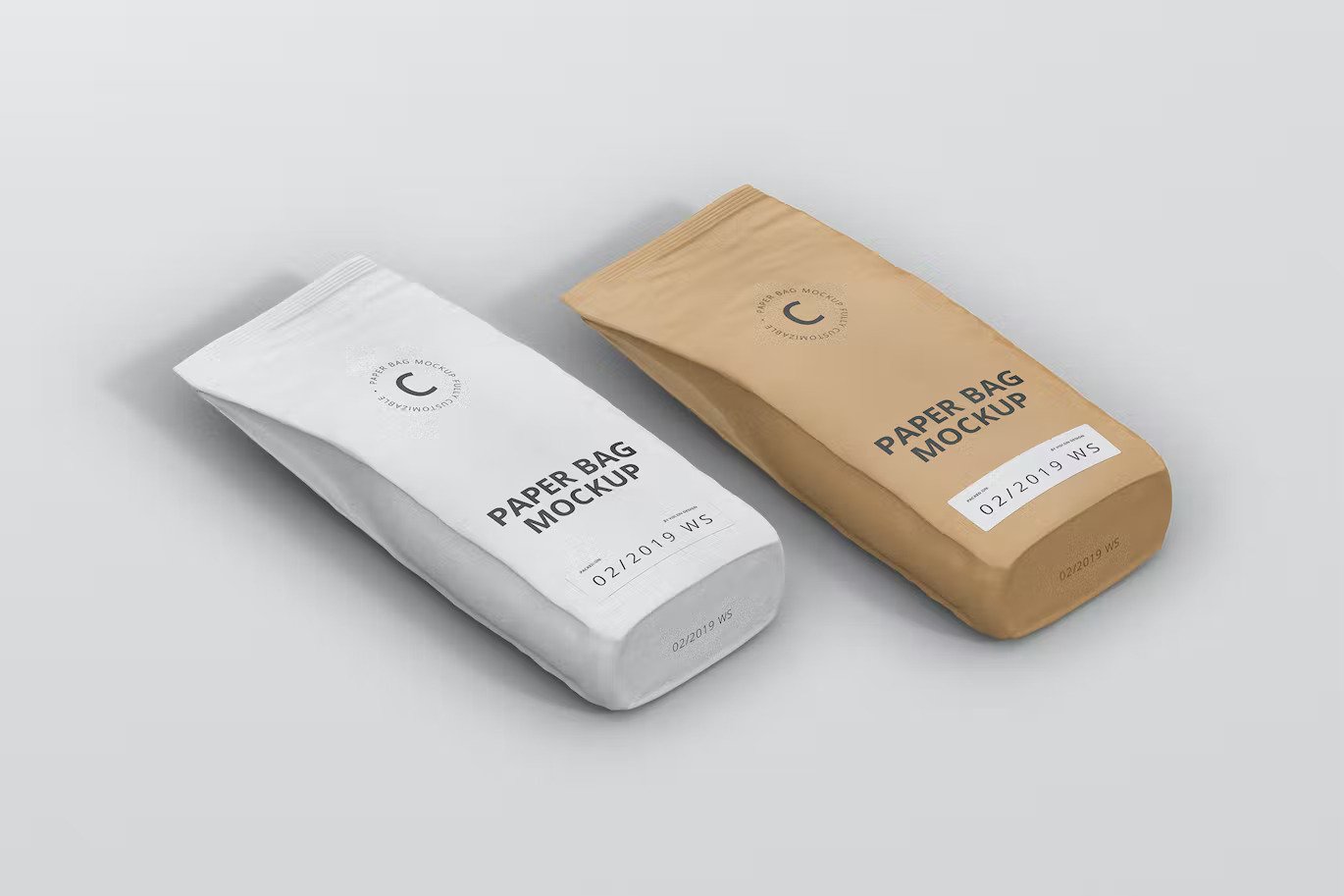 Two laying paper bag mockups