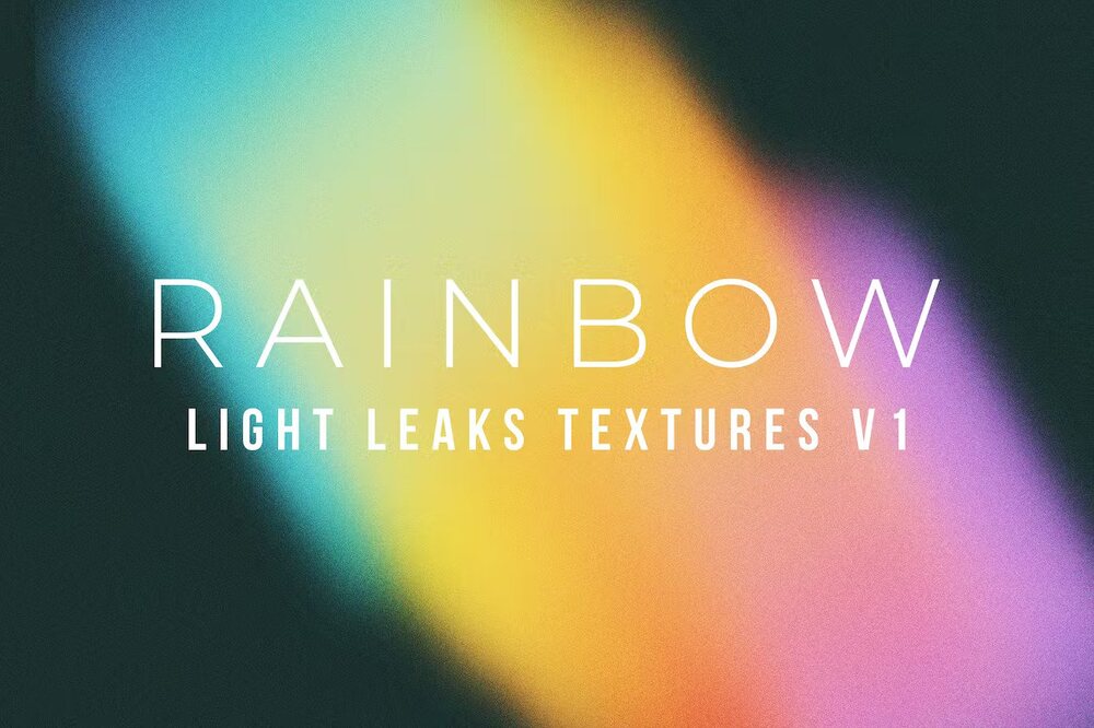 Rainbow light leaks textures set