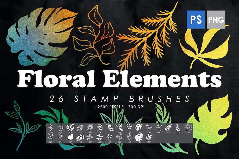 A floral stamp brushes for photoshop