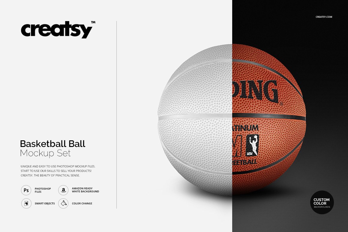 A basketball ball mockup set