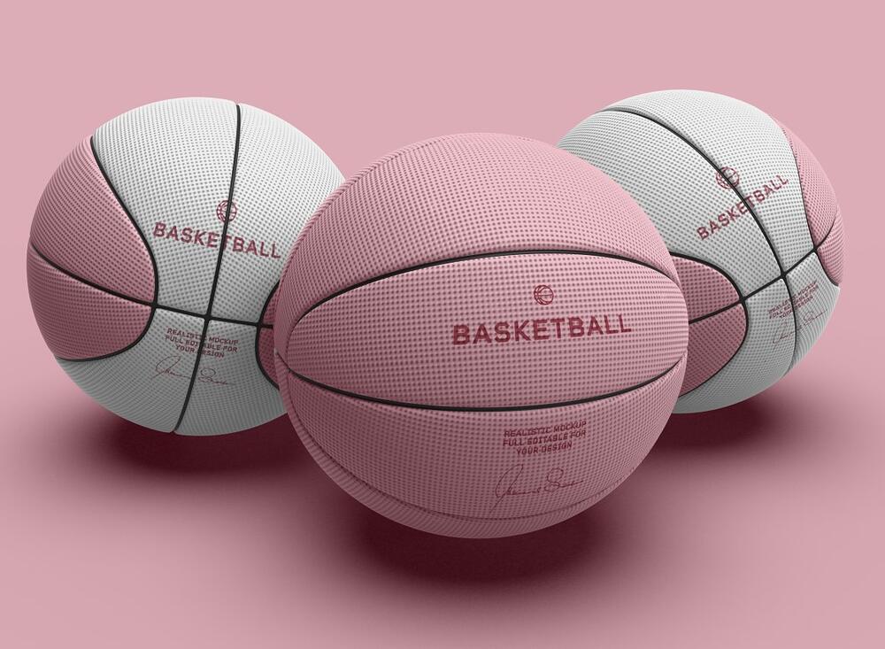 A pink and white basketball mockup