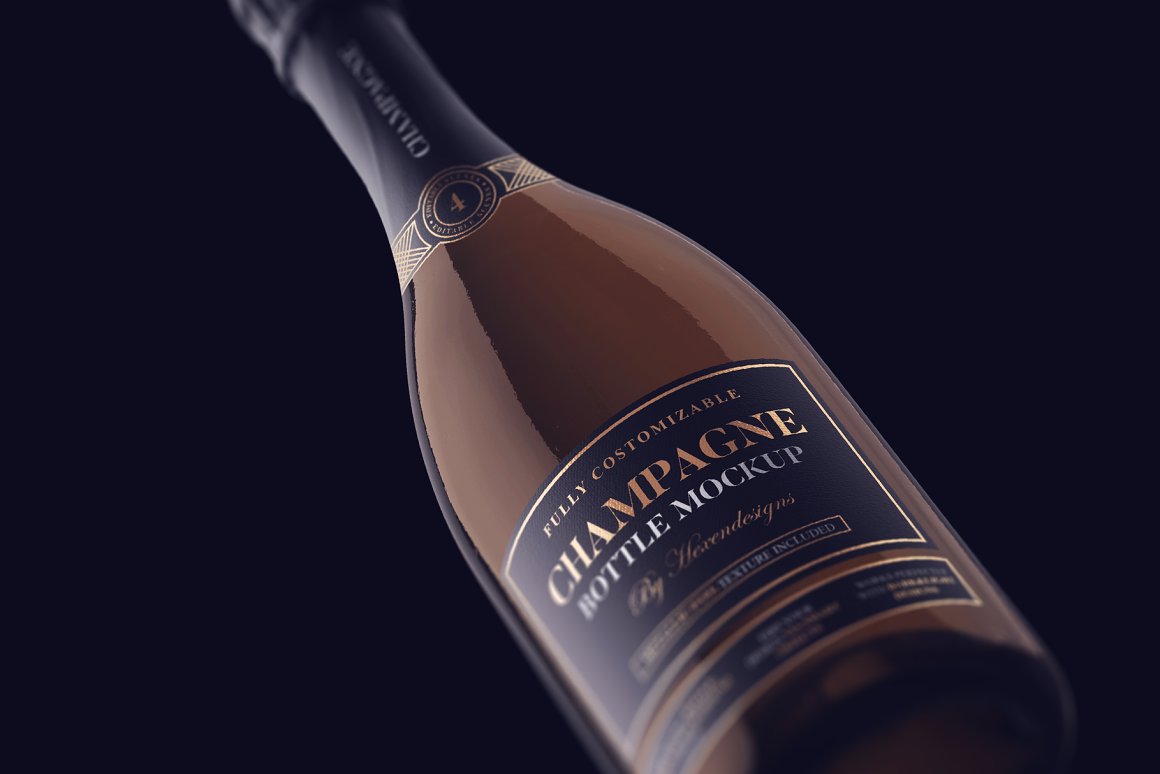 A champagne bottle mockup templates