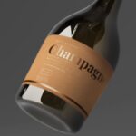 Champagne bottle mockup templates cover