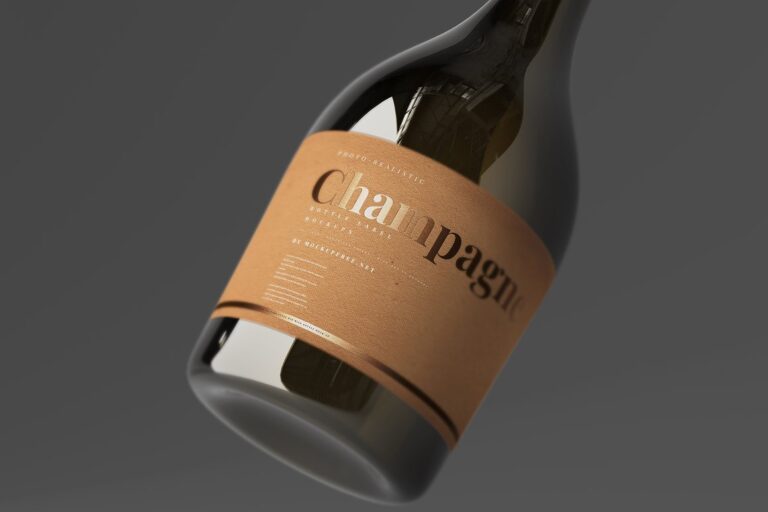 Champagne bottle mockup templates cover