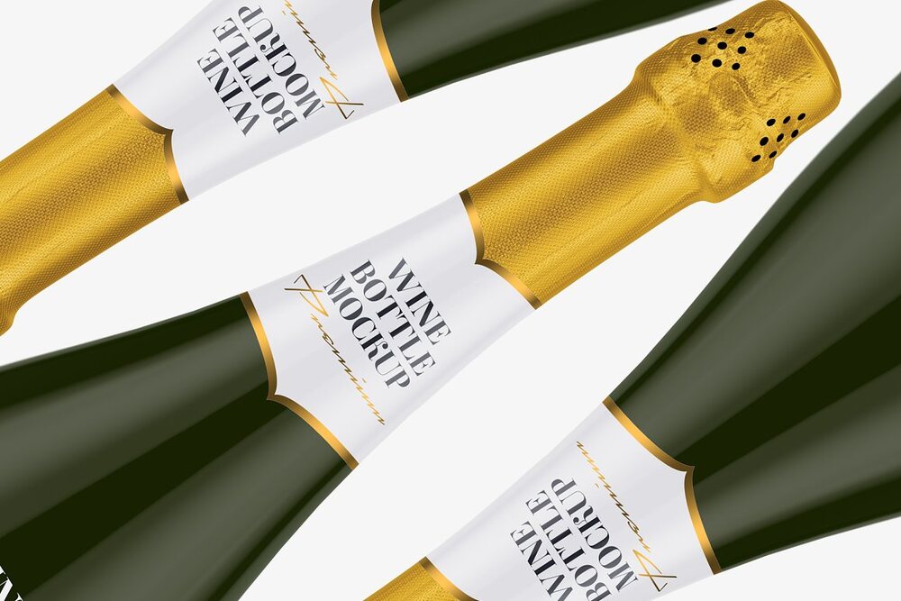 A champagne bottle mockup green