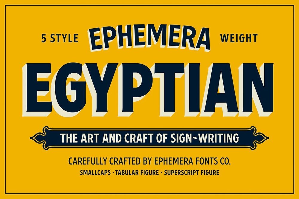 A five style crafted egyptian font
