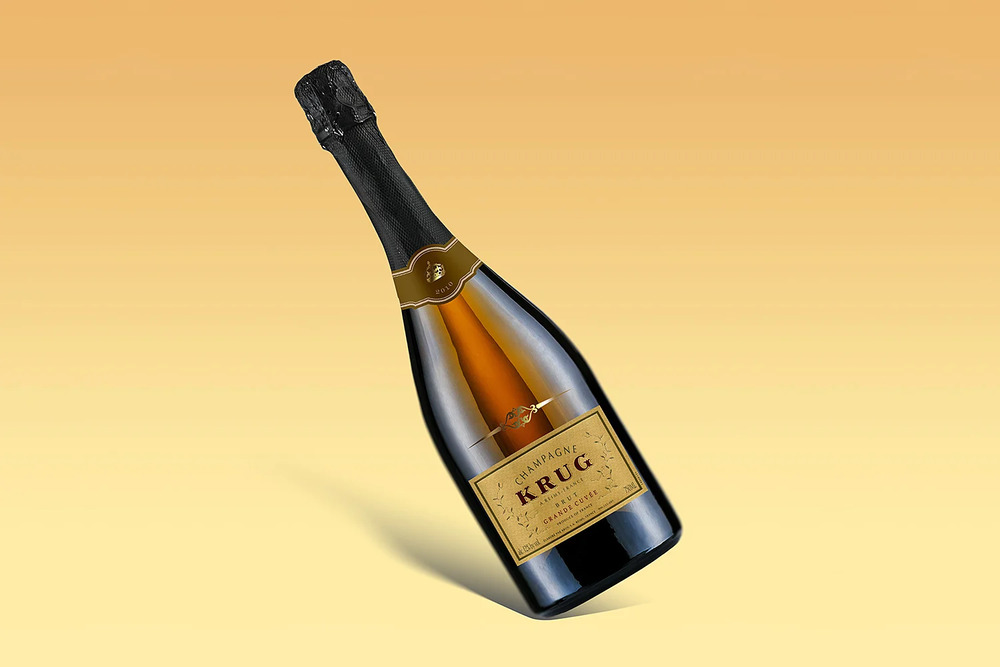 A free champagne bottle mockup