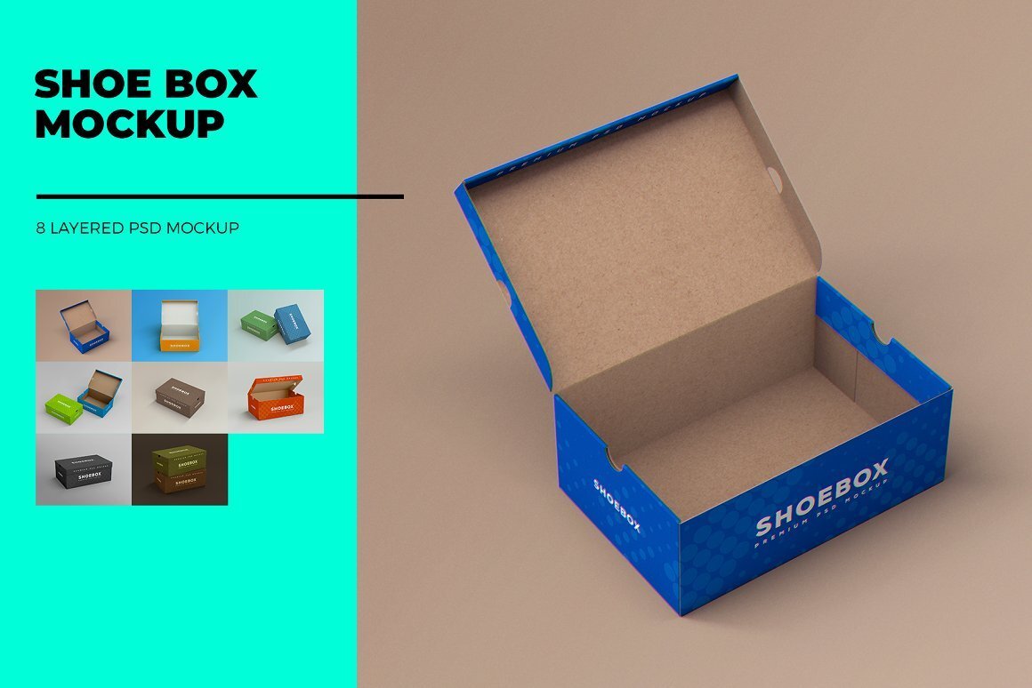 A shoe box mockup set